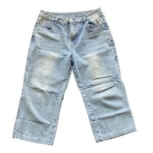 Wide Leg Cropped Jeans Womens Sz XL Light Wash